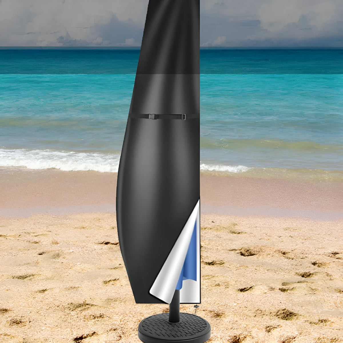 Waterproof outdoor offset banana umbrella cover made from Oxford cloth in black or grey