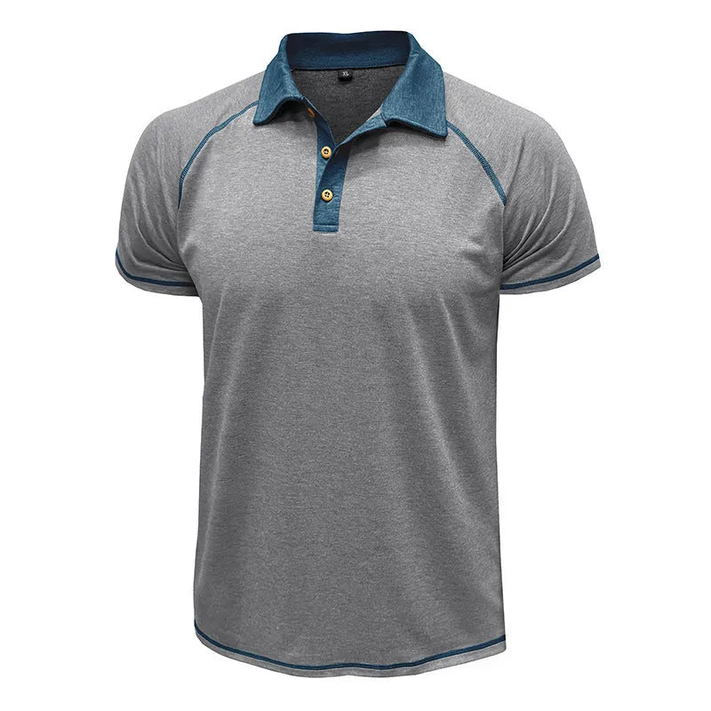 Men's short sleeve polo shirt with lapel collar, polyester fibre, nine colours, Asian sizes S to XXXL