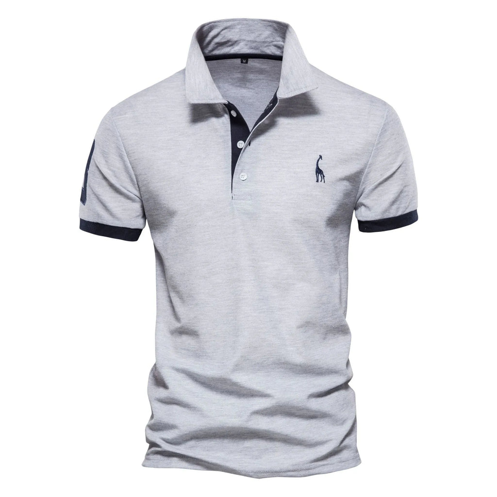 Men's slim fit embroidered short sleeve t-shirt in a cotton blend fabric.