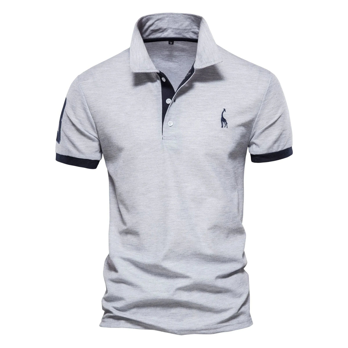 Men's slim fit embroidered short sleeve t-shirt in a cotton blend fabric.