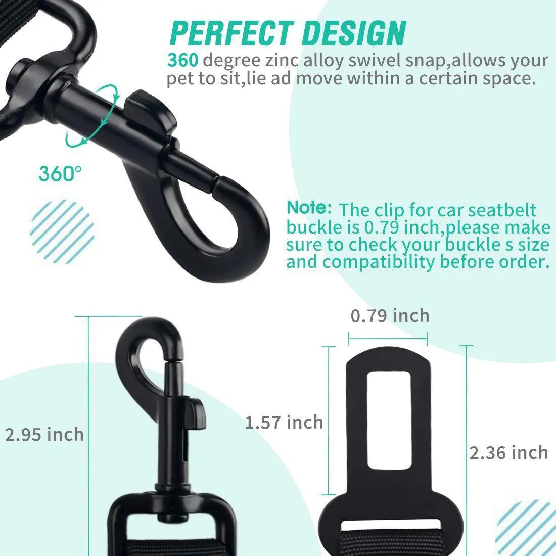 Nylon pet seat belt with adjustable 85cm to 2.54cm rope and explosion-proof hand holding design in nine colours