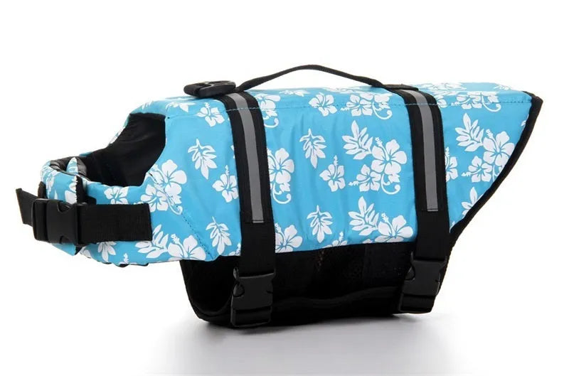 Dog life jacket safety coat in multiple colours with adjustable neck and chest straps, seven sizes from XXS to XXL