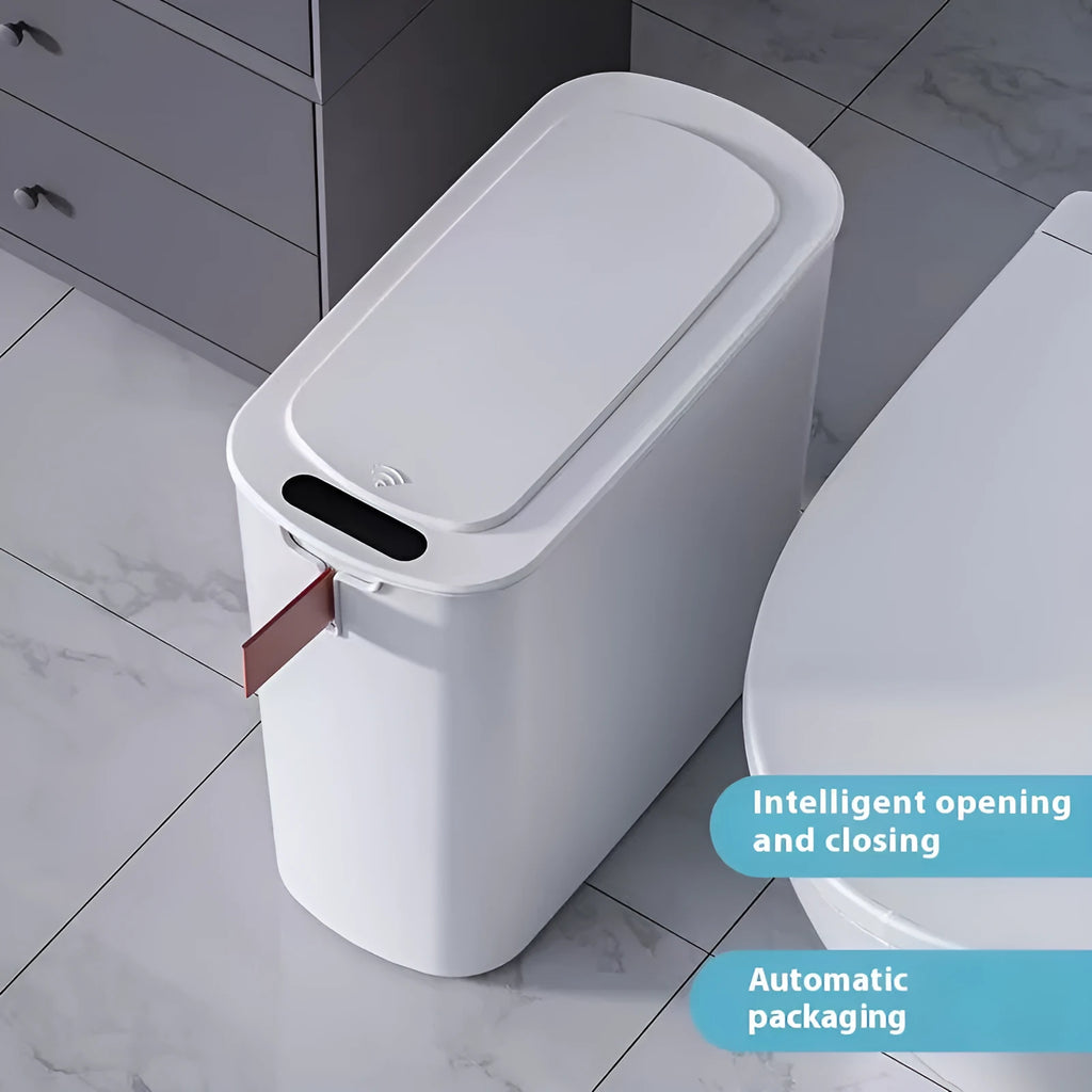 11L automatic induction plastic trash can, narrow square barrel, black grey or white, for kitchen living room office hotel