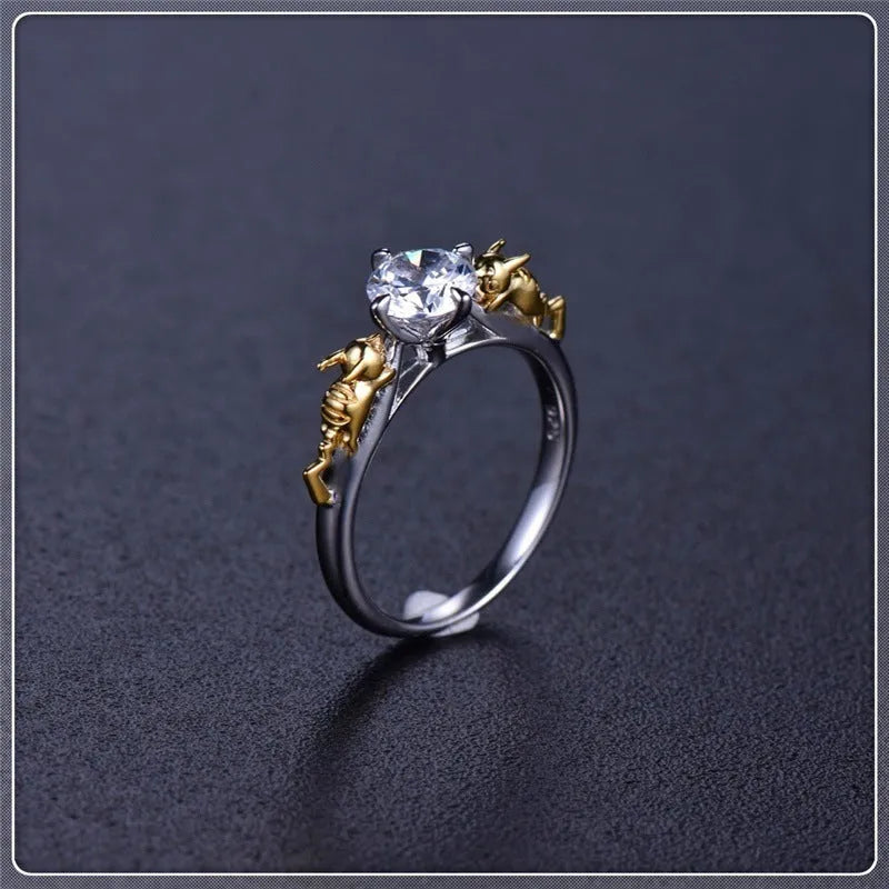 Copper crystal crown ring in black gold colour for cosplay costume jewellery