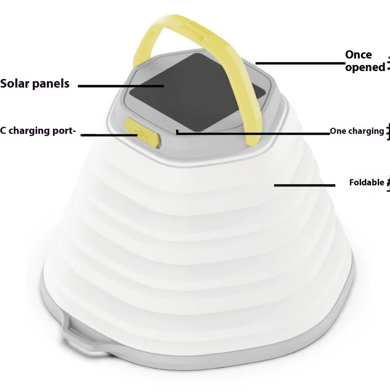 White camping lamp with large capacity battery and single-key cycle switch for outdoor tent lighting