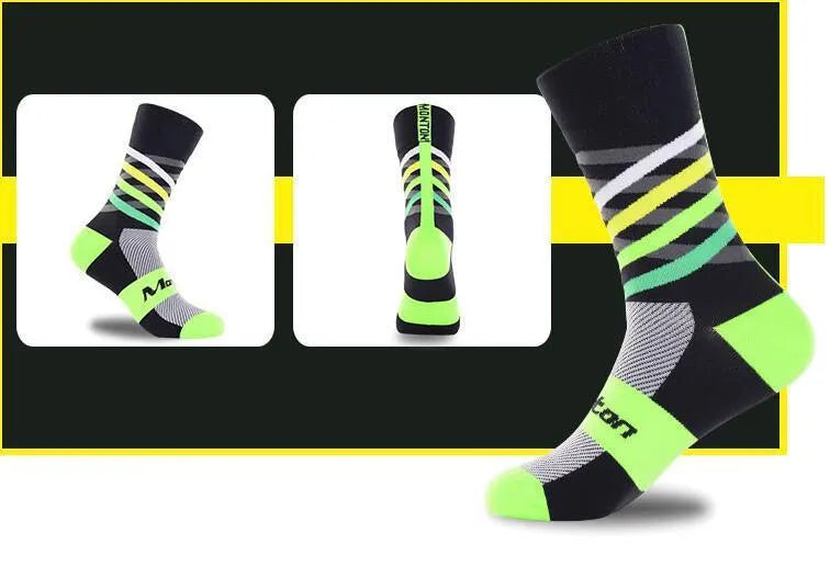 DH SPORTS unisex nylon sports socks in white, green, blue and pink, one size, for cycling running basketball football hiking