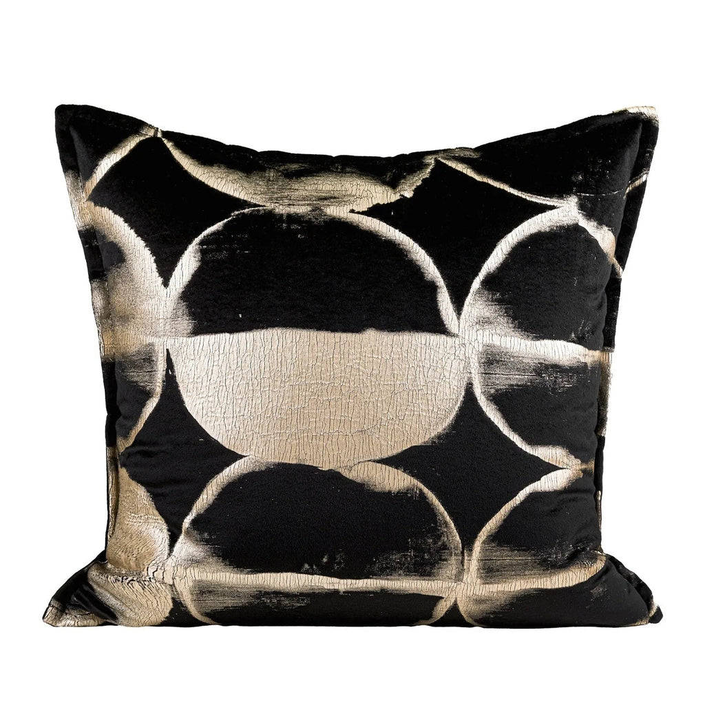 Black gold abstract pattern cushion with flannel bronzing on removable washable cover
