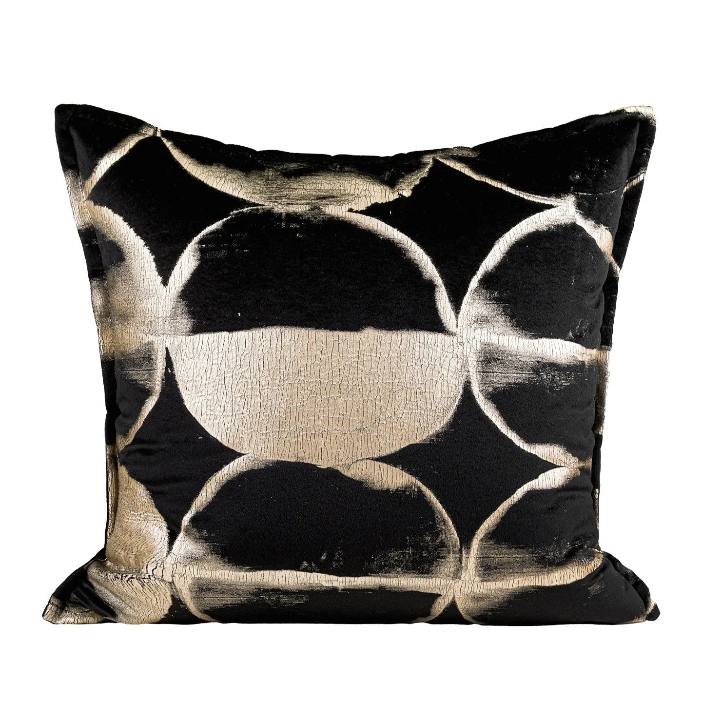 Black gold abstract pattern cushion with flannel bronzing on removable washable cover
