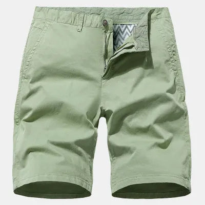 Men's blue denim casual shorts with printed design, loose straight leg fit and elasticated waistband.