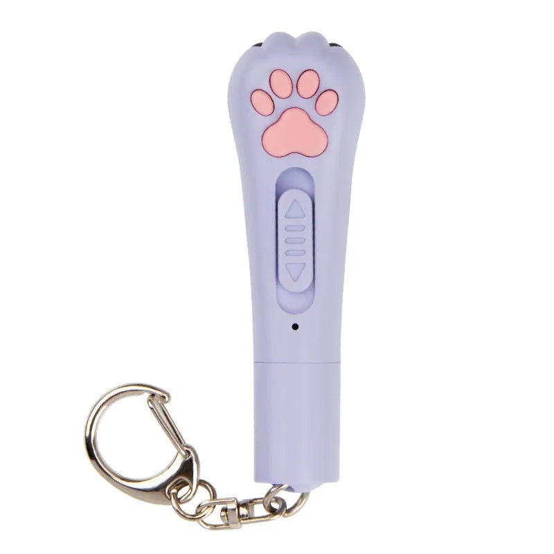 Infrared charging cat teasing stick toy with laser patterns in blue, pink, purple or white colour options