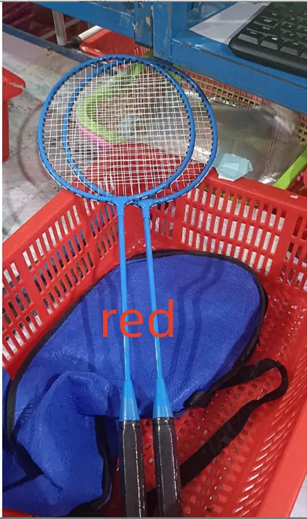 Blue and red ultra-light alloy split badminton racket pair set for casual play