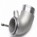 Aluminium alloy 90-degree turbine tube elbow for lateral engine turbo systems