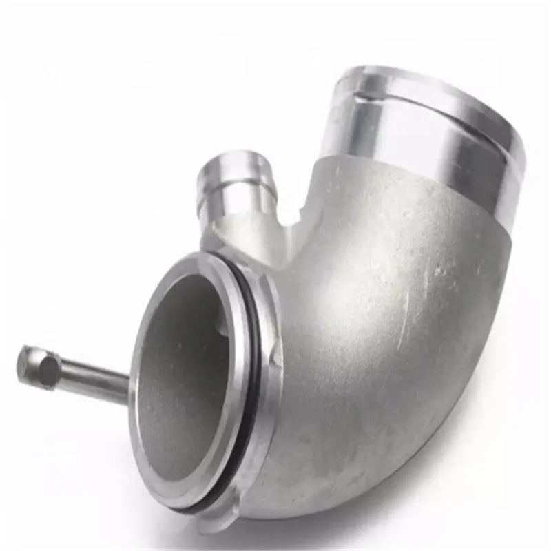 Aluminium alloy 90-degree turbine tube elbow for lateral engine turbo systems