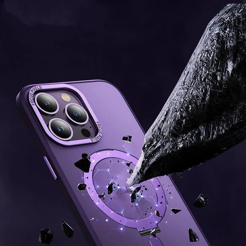 Magnetic phone case with invisible stand for iPhone 14 Pro Max in purple