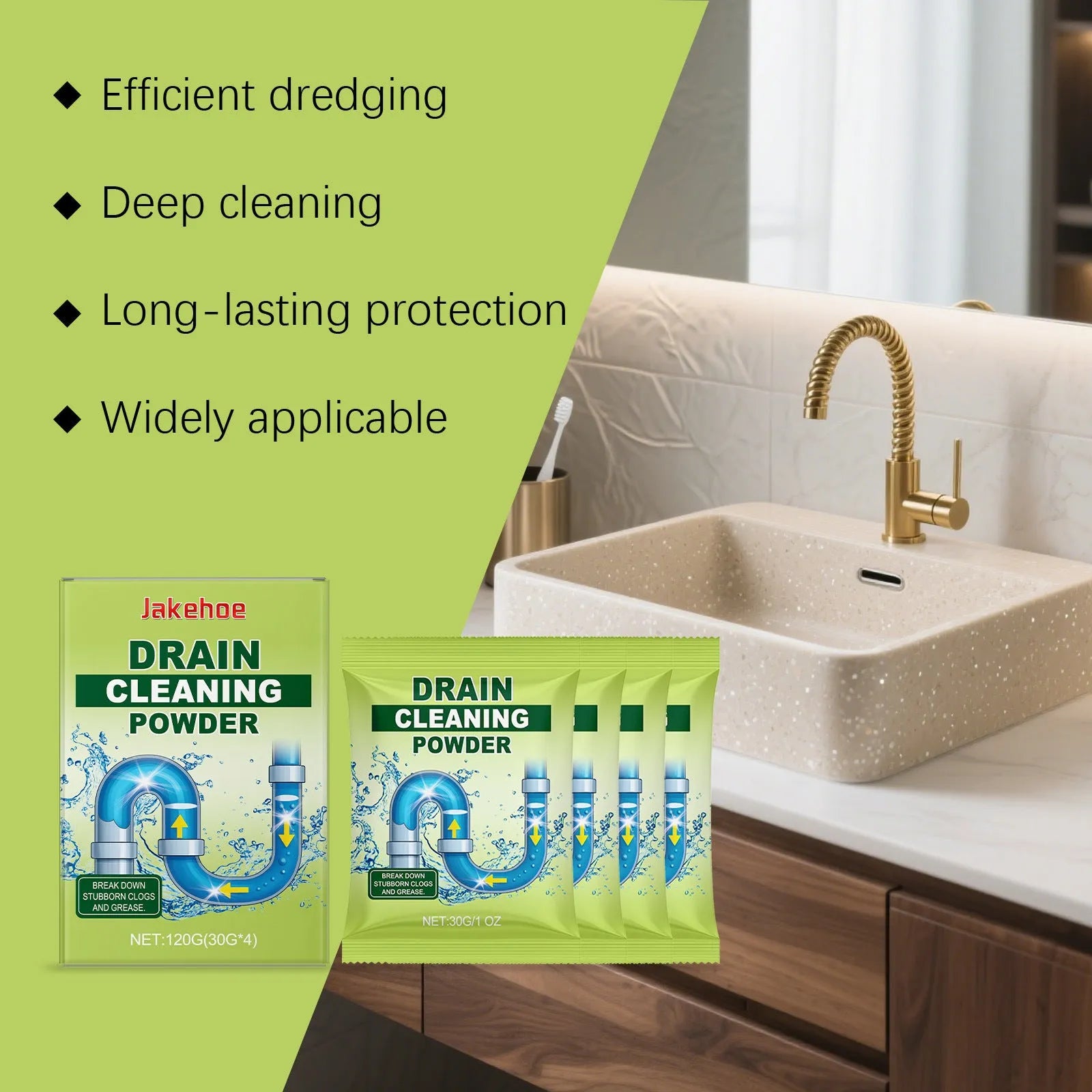 120g container of drain cleaning powder for unblocking sinks