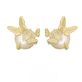 Butterfly ear studs in 925 sterling silver with electroplated white gold or gold finish and zodiac animal design