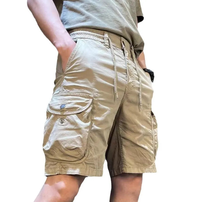 Loose straight casual overalls trousers with multiple pockets in Korean style design