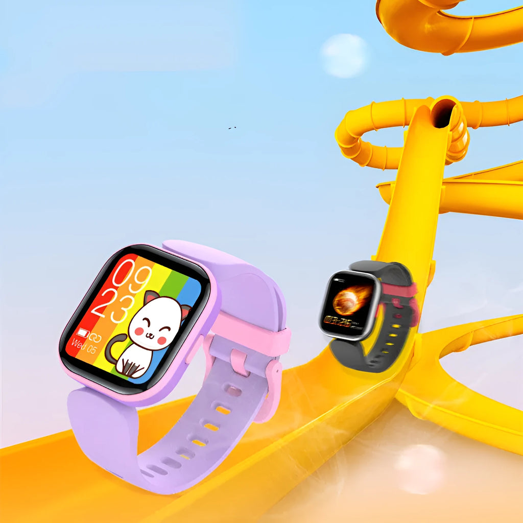 Blue H39T smart children's watch with TPU strap showing 1.4 inch screen displaying step count.