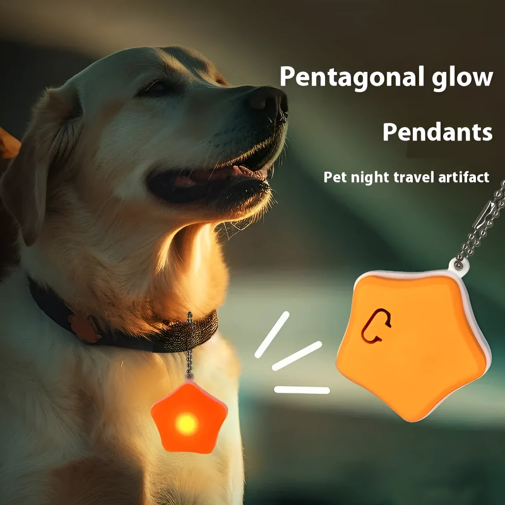 Blue rechargeable silicone pendant light for dog collar with three lighting modes