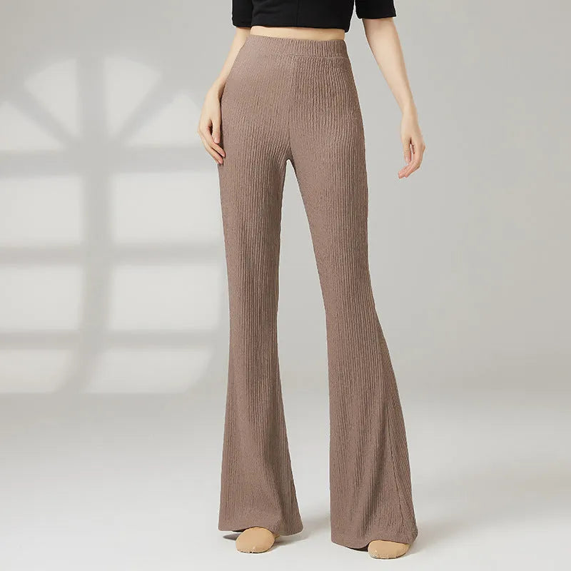 Women's solid colour classical dance practice trousers in polyester, shown in Taro Purple.