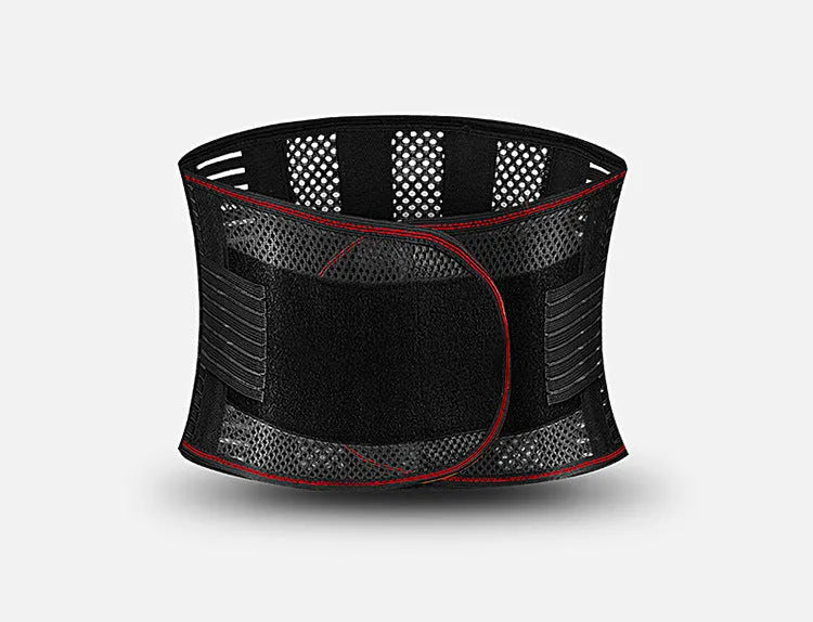 Black sports waist support with steel plate for lumbar protection during fitness activities