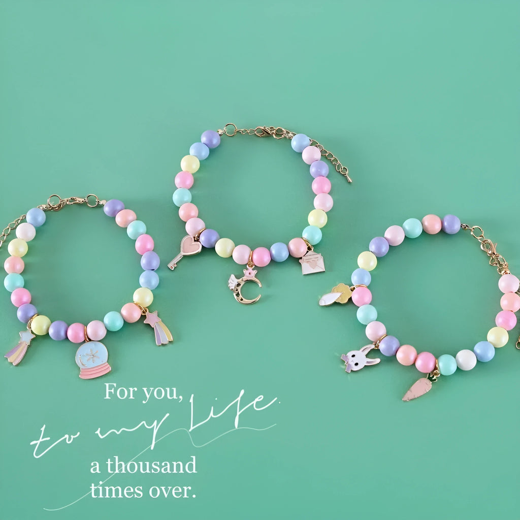 Macaron-colour resin collar and bracelet set for a small dog, showing the matching necklace.
