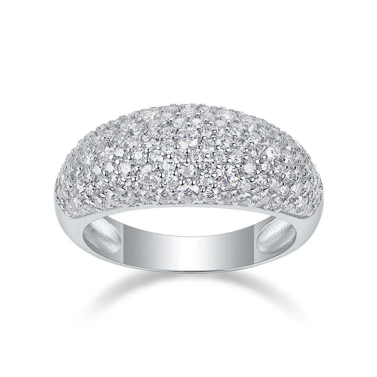 Moonlit Night Stars moissanite wedding ring set in S925 silver with platinum plating on white background