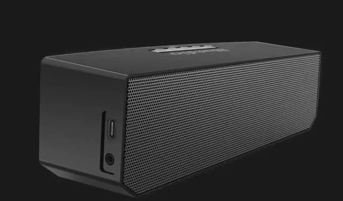 Black BS-6 Cloud Smart Speaker showing front grille and compact rectangular design