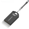 Mini metal USB flash drive in black and silver showing compact 23x12x8mm size