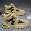 Men's high-top board shoes in beige, khaki or black with artificial PU upper and sequin detail, sizes 39-47