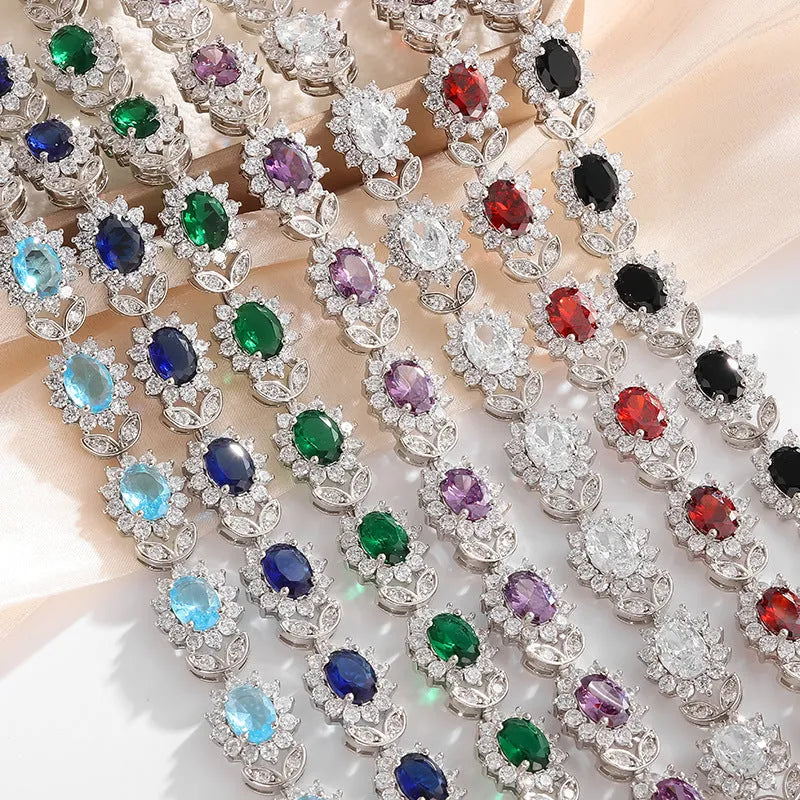 Women's simple inlaid zircon bracelet with electroplated finish in one of nine available colour options