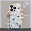 iPhone 15 and 16 PC phone case with smudging star bow bracket, Silver Bow or Silver Pink Butterfly