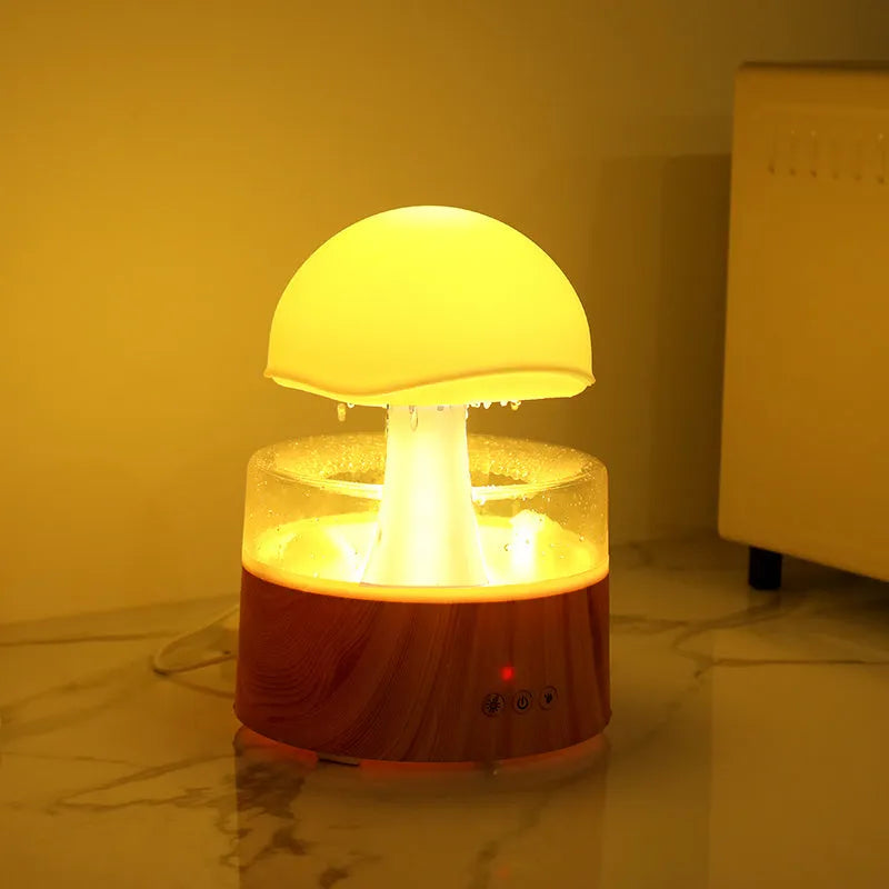 White cloud-shaped ultrasonic humidifier and aroma diffuser with multi-colour LED night light