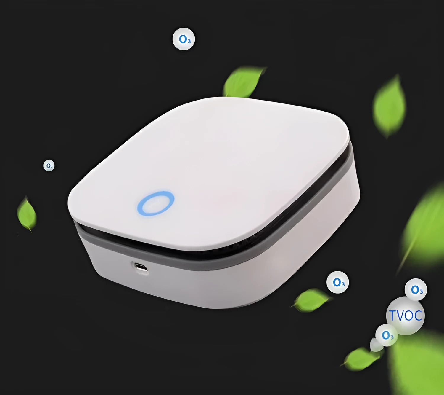 White USB car air purifier with button control for vehicle odour removal