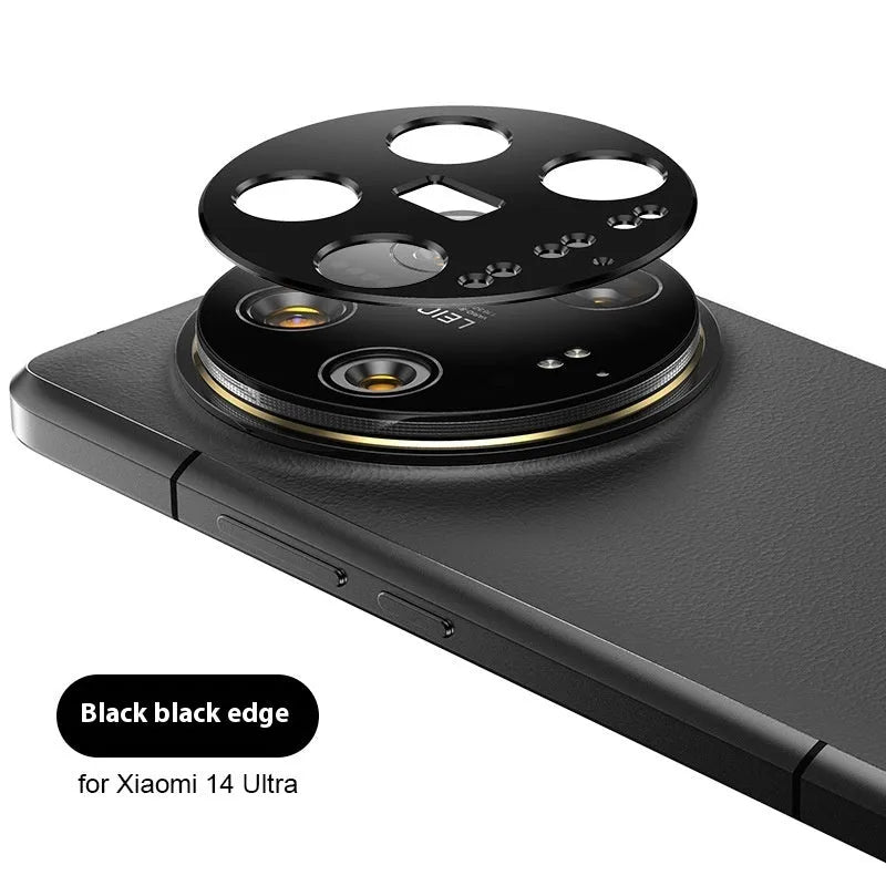 Xiaomi 14U lens protector film with frosted, explosion-proof, drop-proof features in black edge or black golden edge.