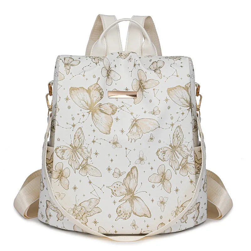 Large capacity butterfly printed backpack in multiple colours with physiological curve backplane