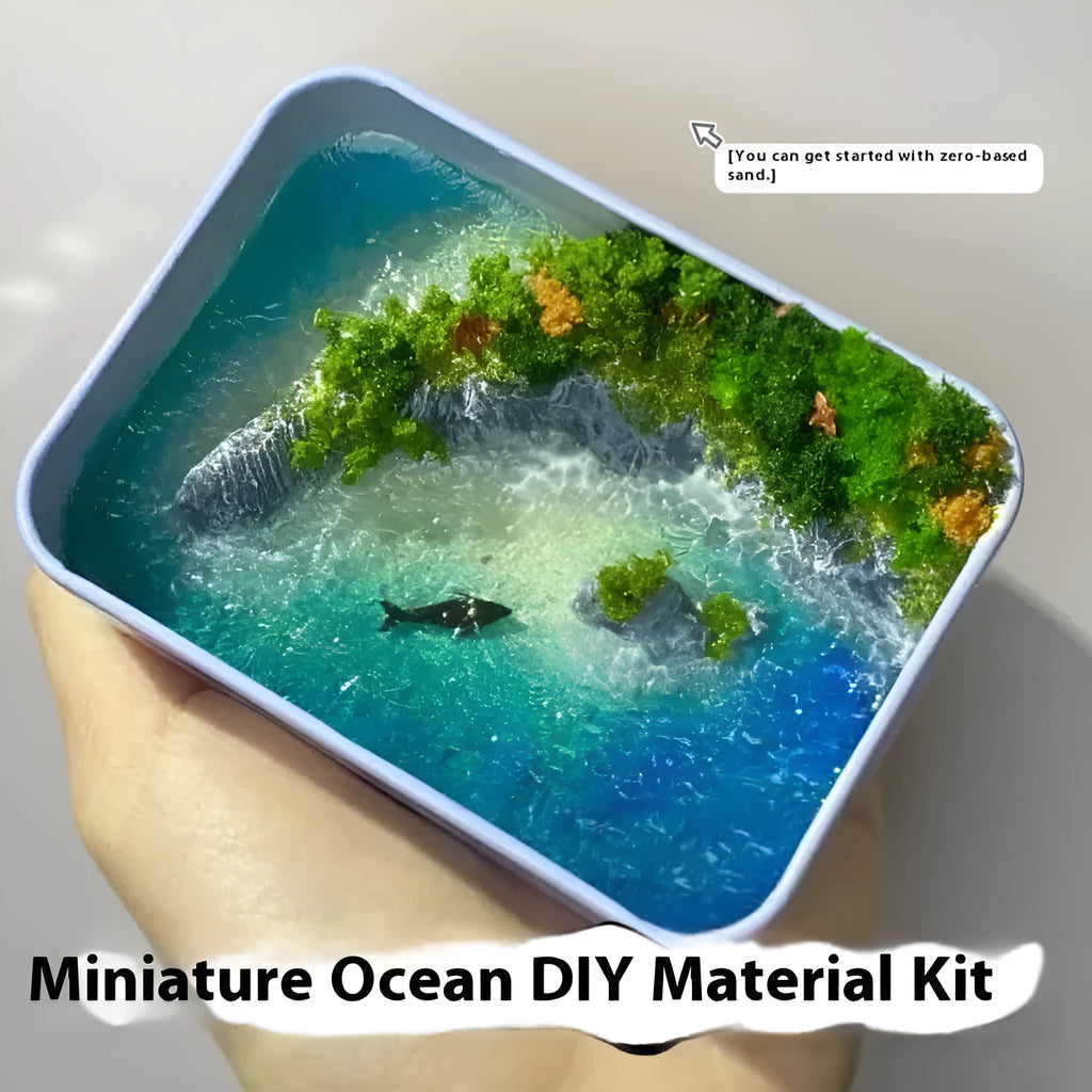 DIY bamboo peninsula marine landscape ornament in iron box with complete material kit