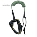 Surfboard hand holding rope made from high-strength pulp, showing its elasticity and attachment to a board.