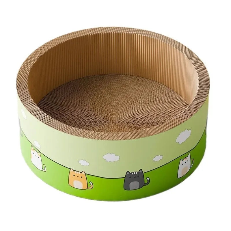Round and oval corrugated paper cat scratch boards with deepening pit design in sizes from 45cm to 55cm