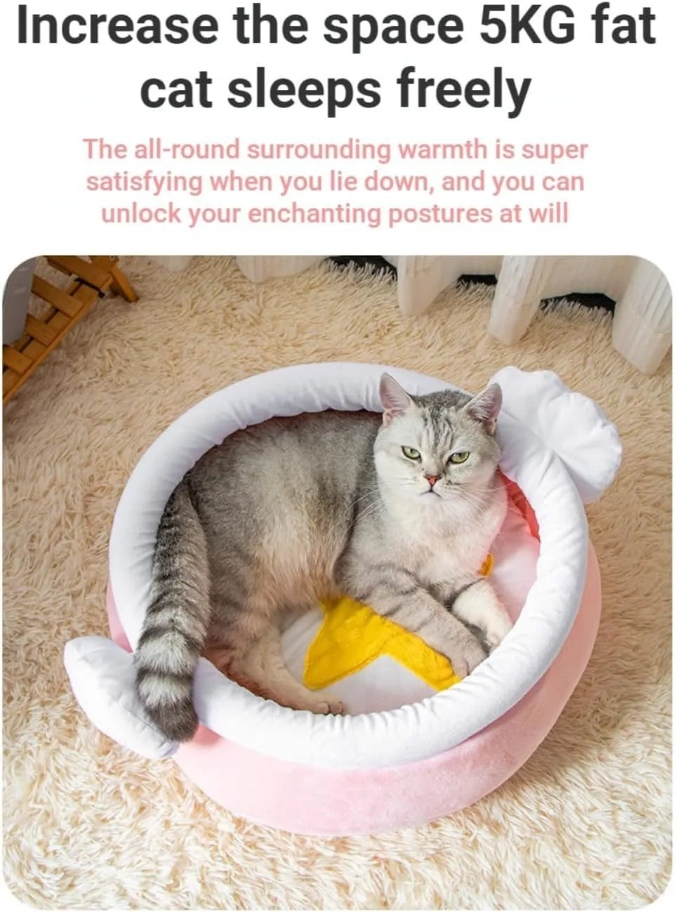 Honey pot shaped cat sofa bed with magic wand design in soft fabric, showing removable nest pad.