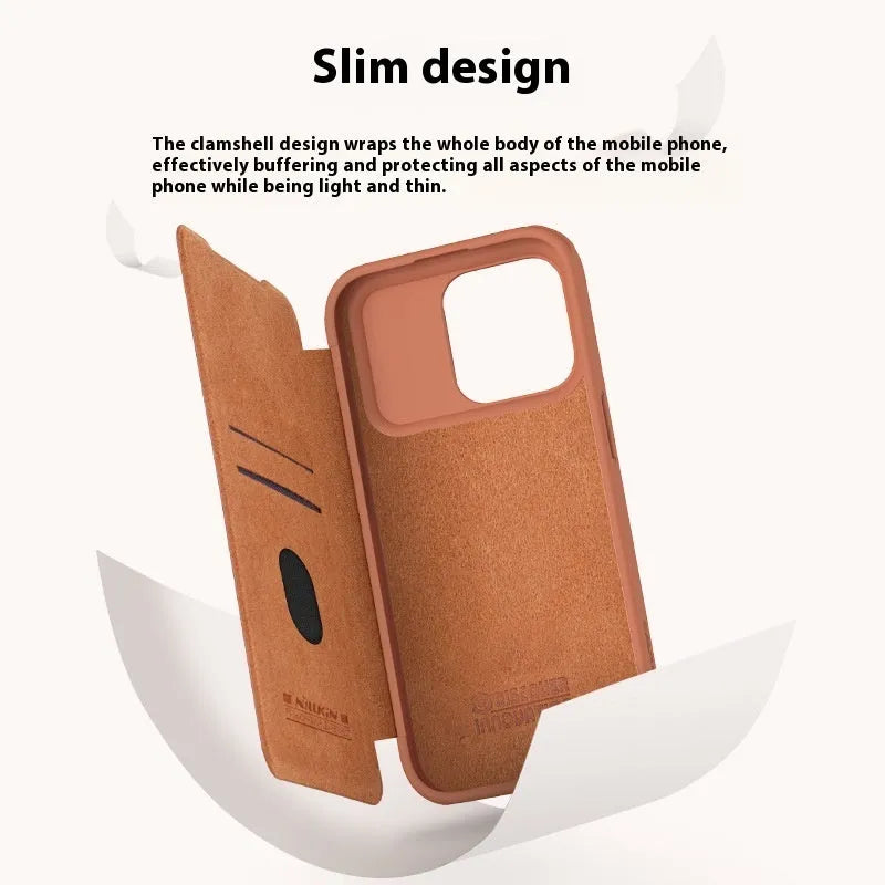 Imitation leather flip phone case for iPhone 14 Pro Max in black