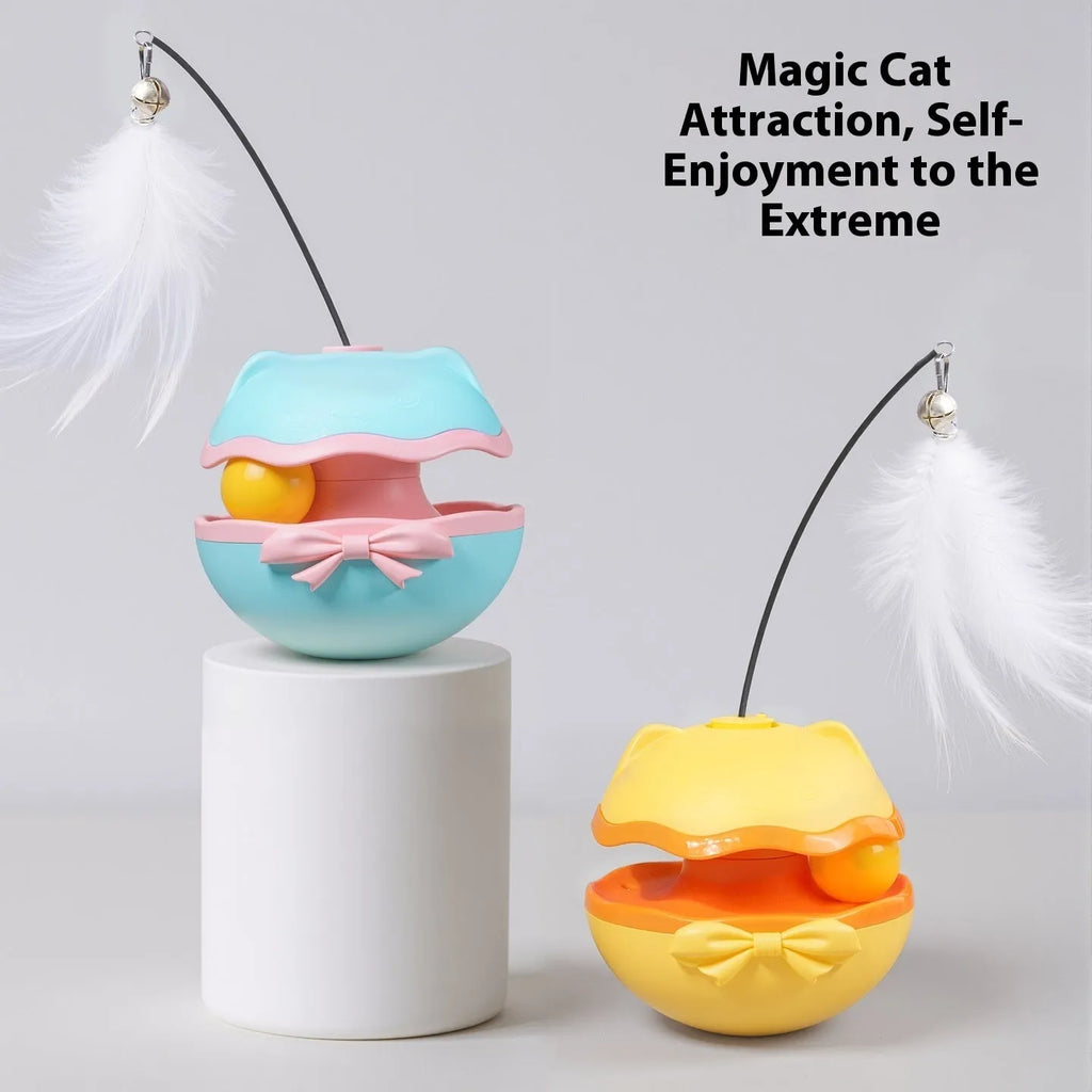 Electric cat toy tumbler with rotating teaser stick in multiple colour options