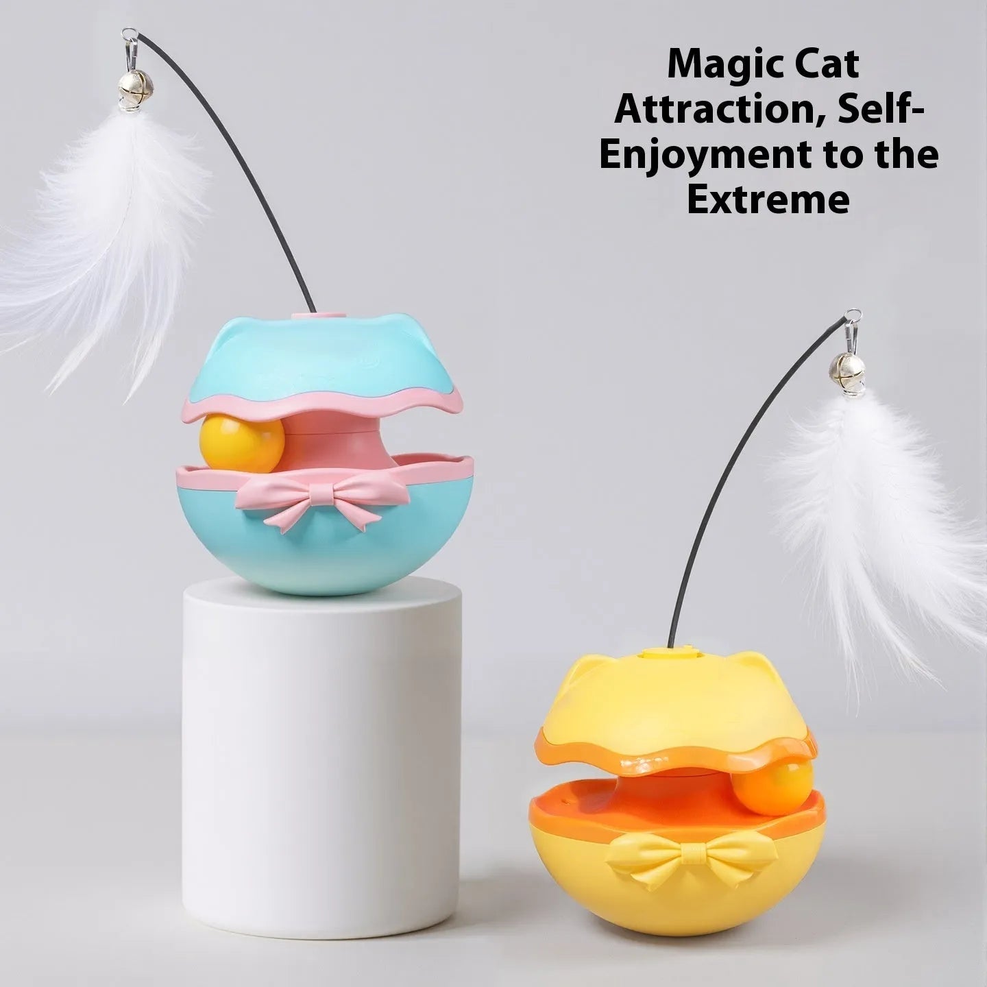 Electric cat toy tumbler with rotating teaser stick in multiple colour options
