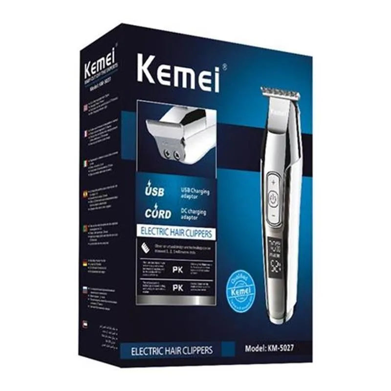 Barber scissors with LCD display and rechargeable power supply