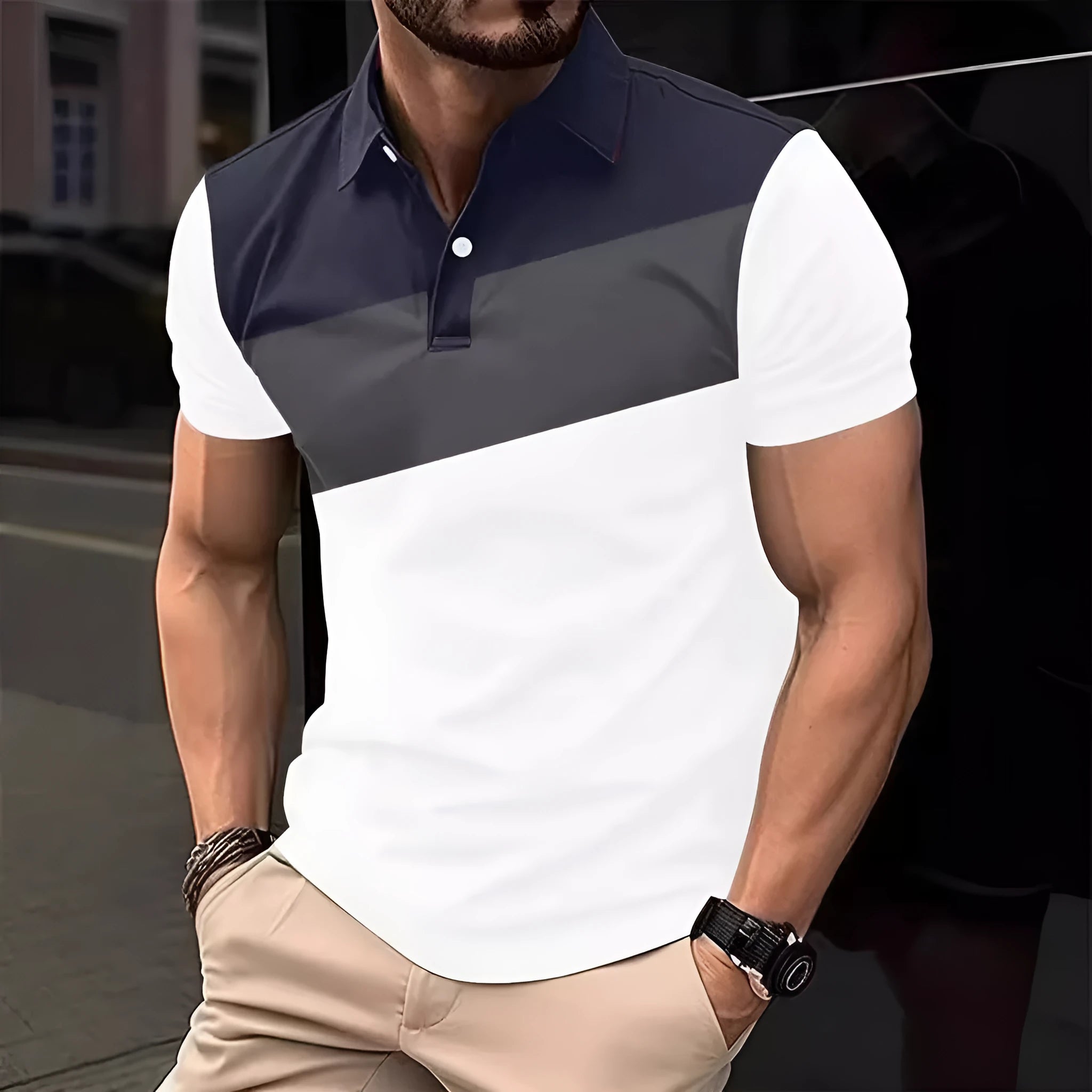 Men's loose fit grey T-shirt with vibrant colourful 3D digital pattern print on the front.