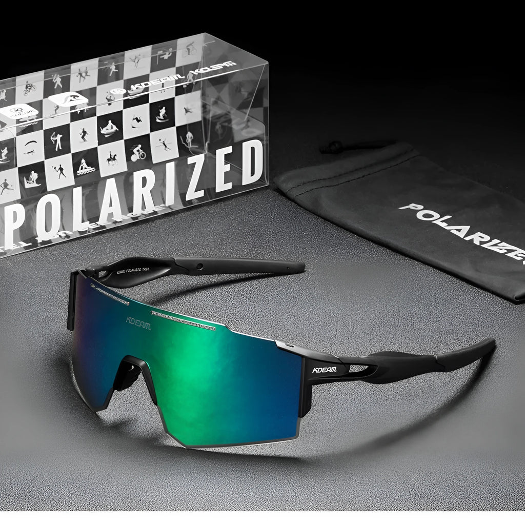 Ultralight frameless polarised sports sunglasses with TR90 frame in a selection of colours.