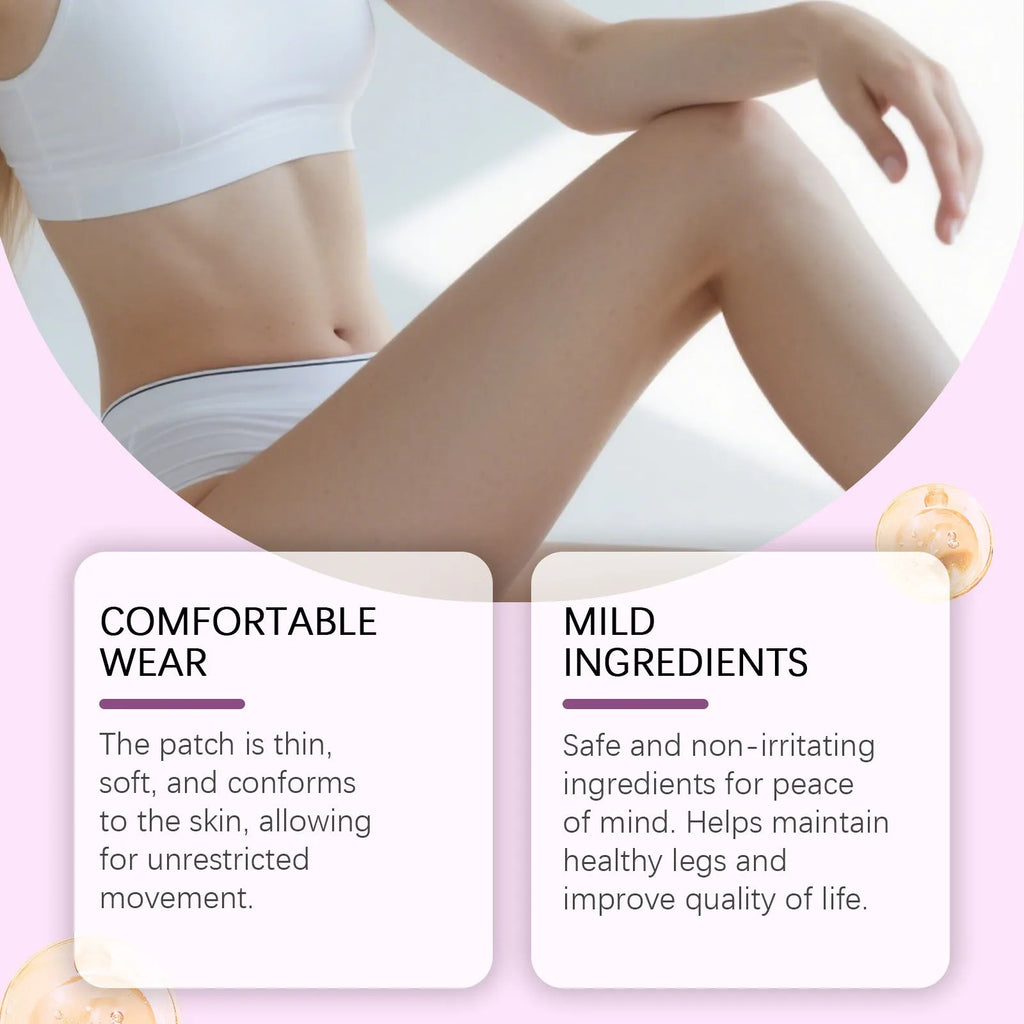 Pack of 12 leg care patches with plant ingredients for nourishing massage