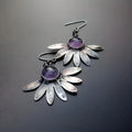 Purple resin animal Zodiac earrings with alloy construction and retro bohemian styling