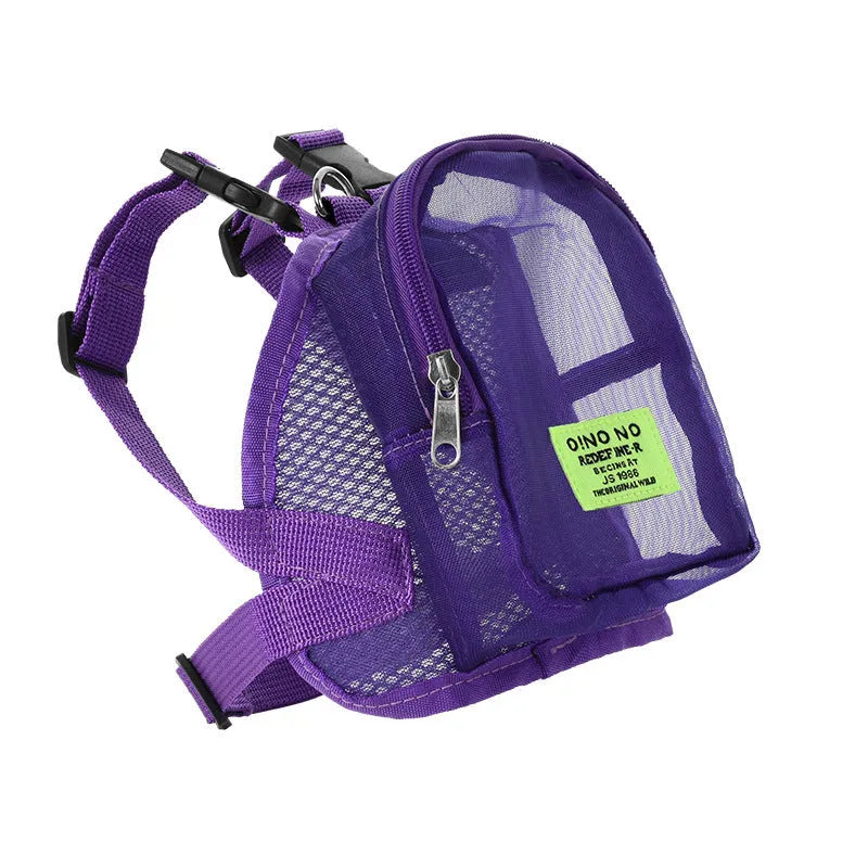Solid colour dog backpack in polyester with breathable design for pet accessory storage