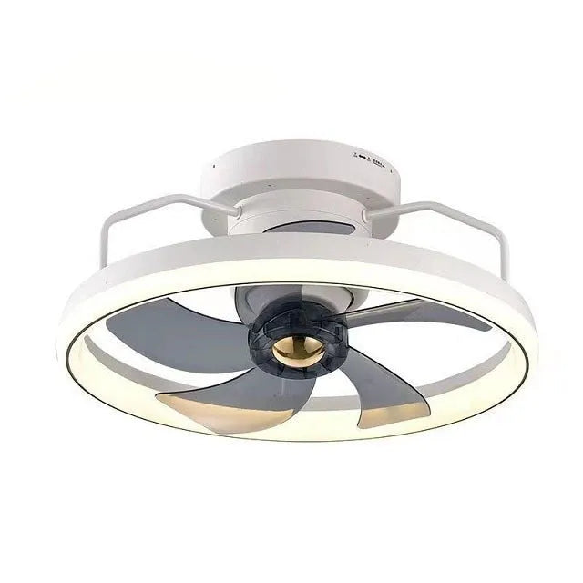 Modern ceiling fan lamp with integrated light fixture, 500mm diameter with PC blades and acrylic lampshade